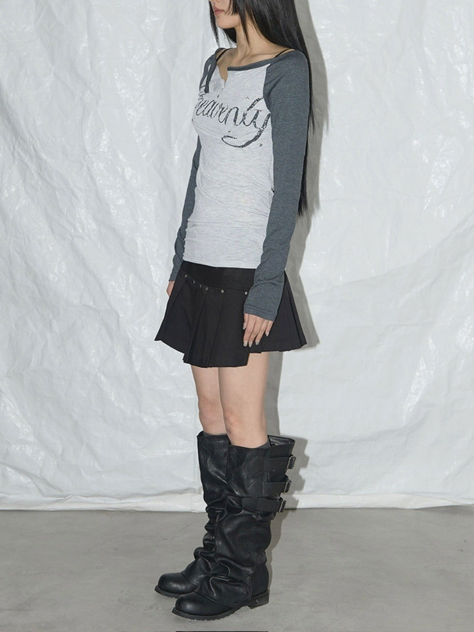 【FANCY CLUB】HEAVENLY OFF-SHOULDER LONG SLEEVE / 【ファンシークラブ】オフショルダーレタリングプリント長袖Tシャツ