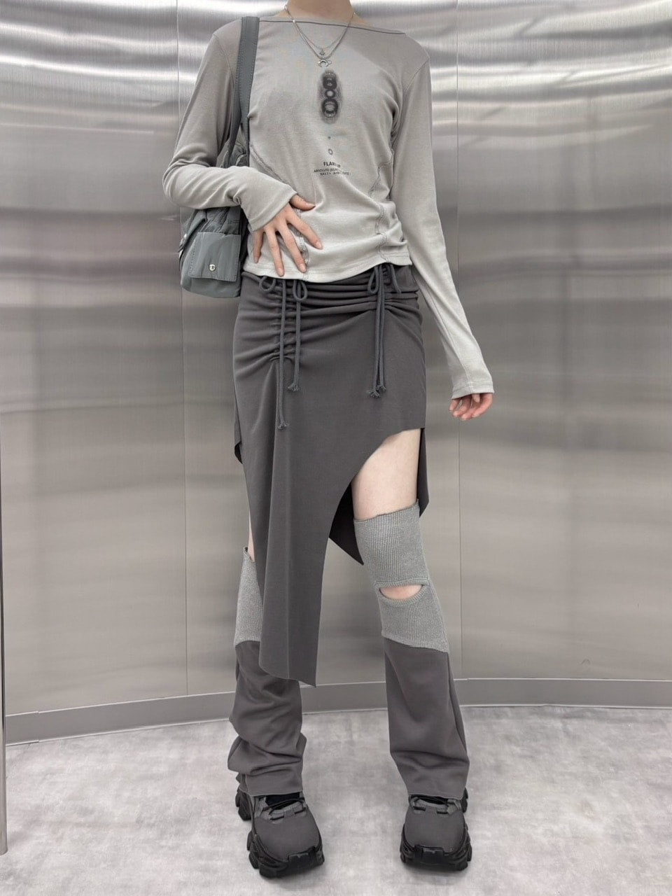 受注制【nmtc +】slit gather long skirt (2color)