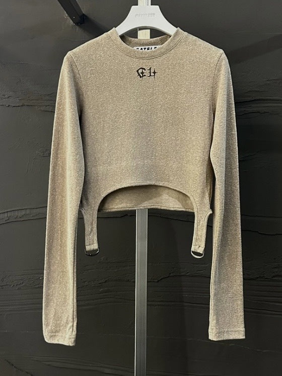 【GATELESS】DOUBLE RING CROPPED T-SHIRT