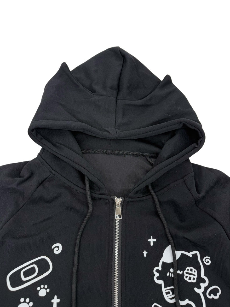 国際配送【Nerd out XU】neko!! Zip hoodie (2color) / 【ナードアウトエックスユー】キャットプリント猫耳ジップフーディ