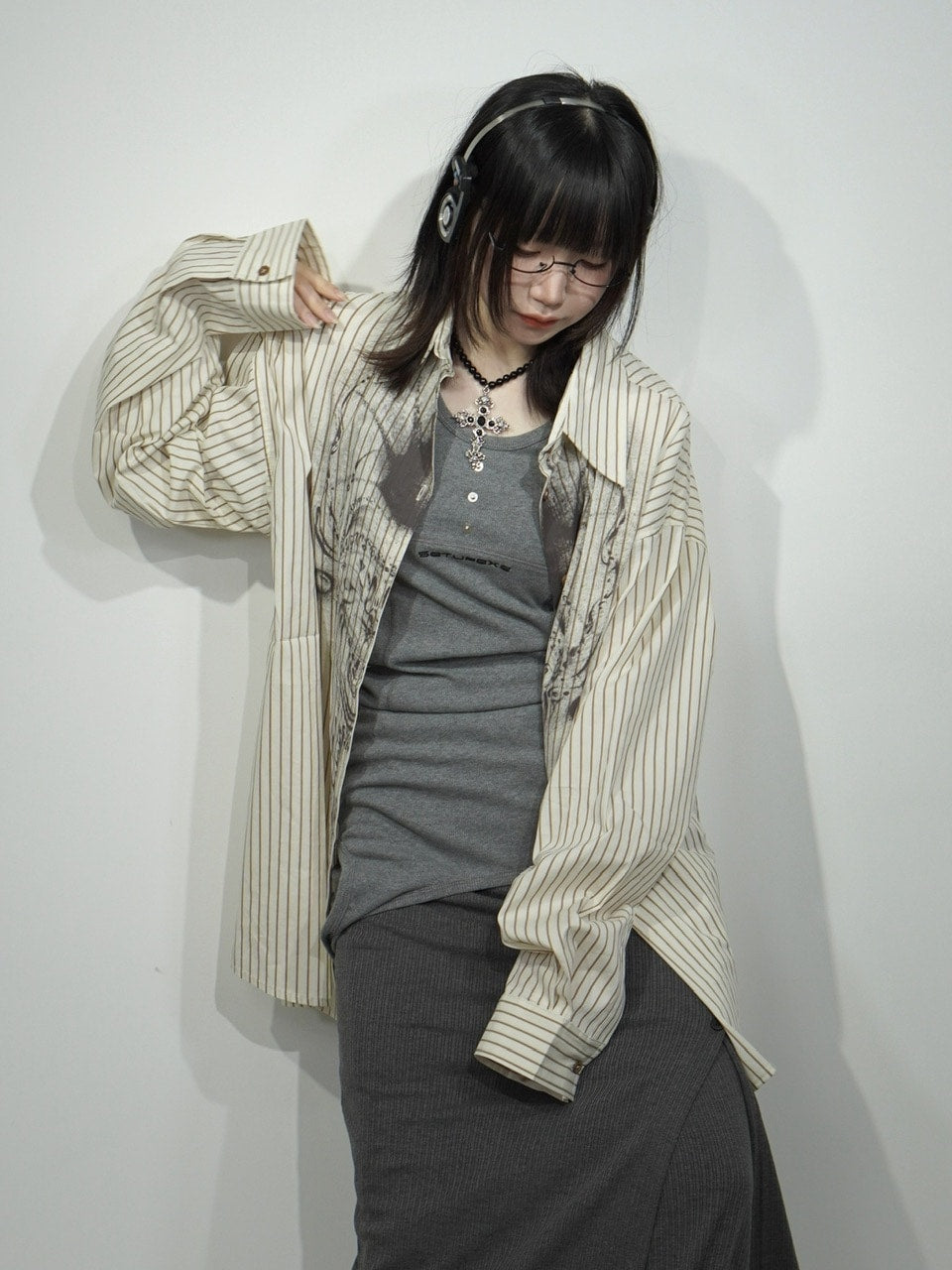 国際配送【Nerd out XU】Chaos stripe shirt