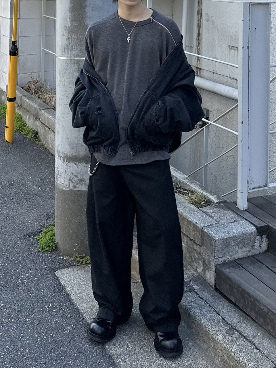 大阪店WEB限定【Chikashitsu +】shoulder zip long sleeve (2color)