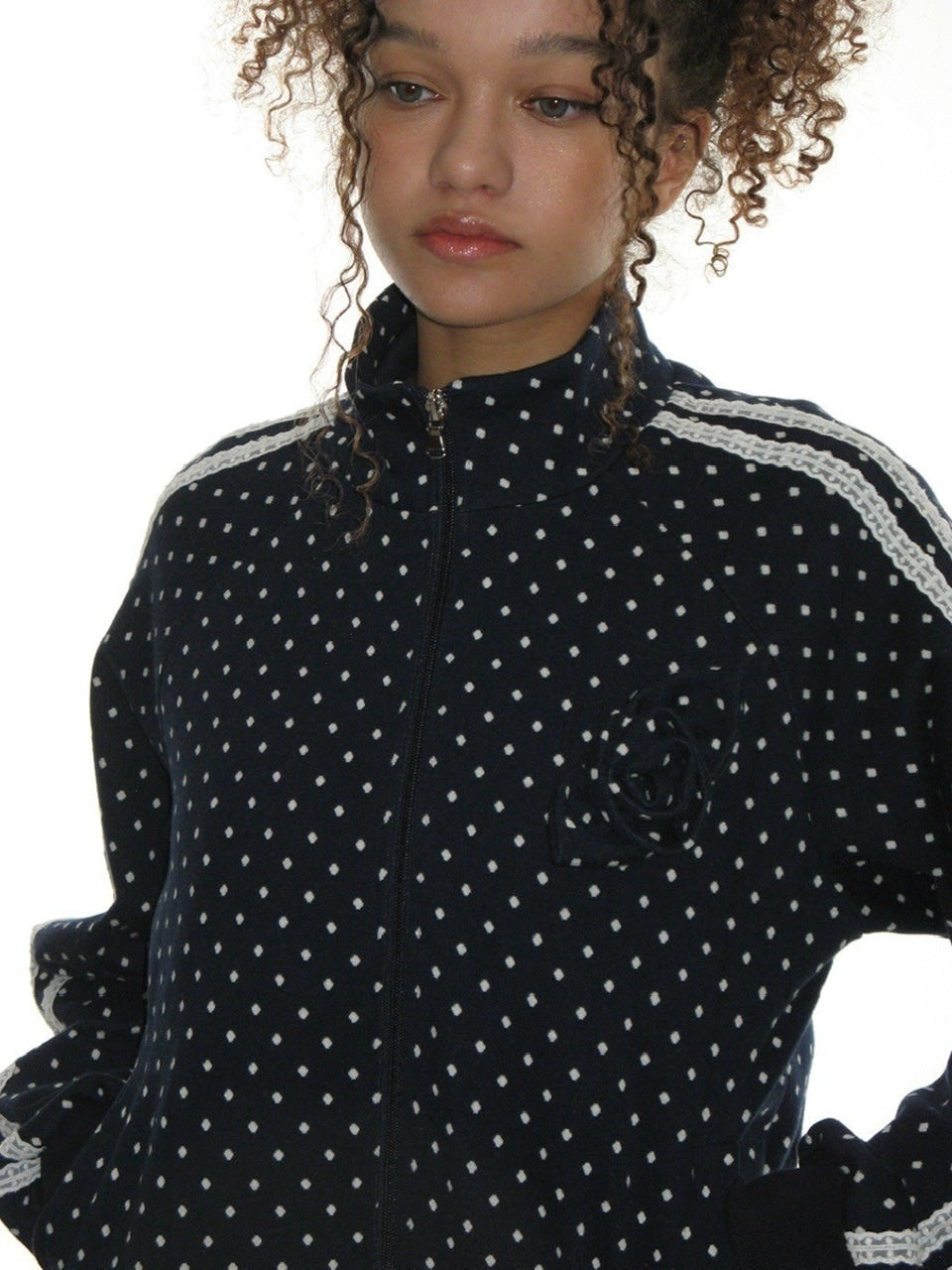 【CRANK】ROSE DOT TRACK JACKET / 【クランク】ローズドットダブルジップトラックジャケット