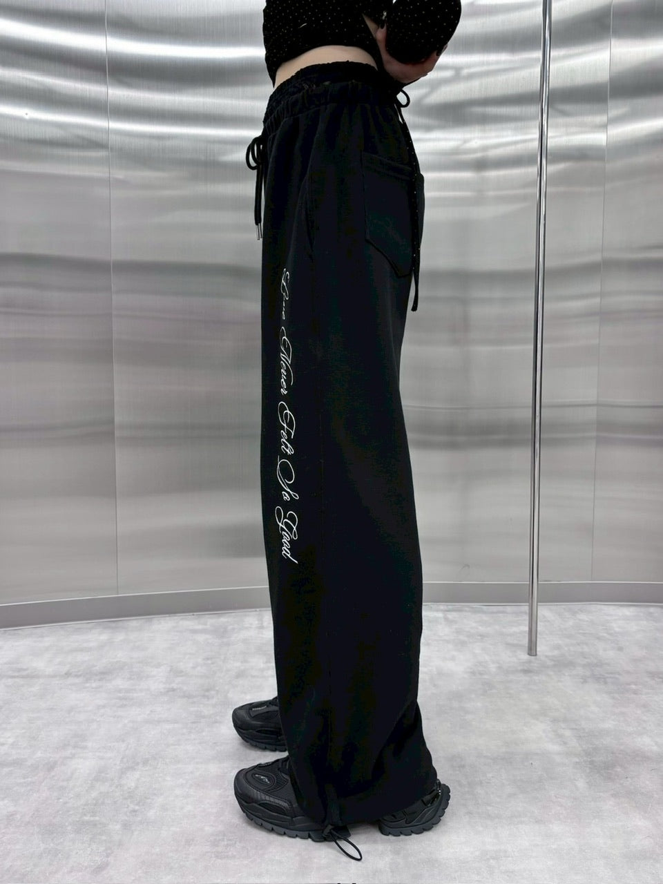 受注制【nmtc +】lace layered sweat pants (2color) / 【エヌエムティーシープラス】レースレイヤードスウェットパンツ