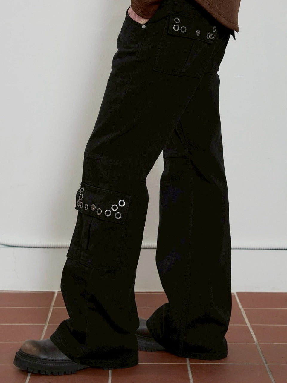 【ESC STUDIO】eyelet denim bootcut pants / 【イーエスシースタジオ】アイレットブーツカットデニムパンツ