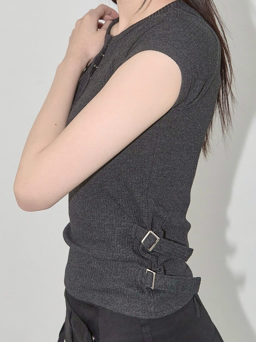 【FANCY CLUB】SIDE BUCKLE RIBBED TEE / 【ファンシークラブ】サイドバックルリブ半袖Tシャツ