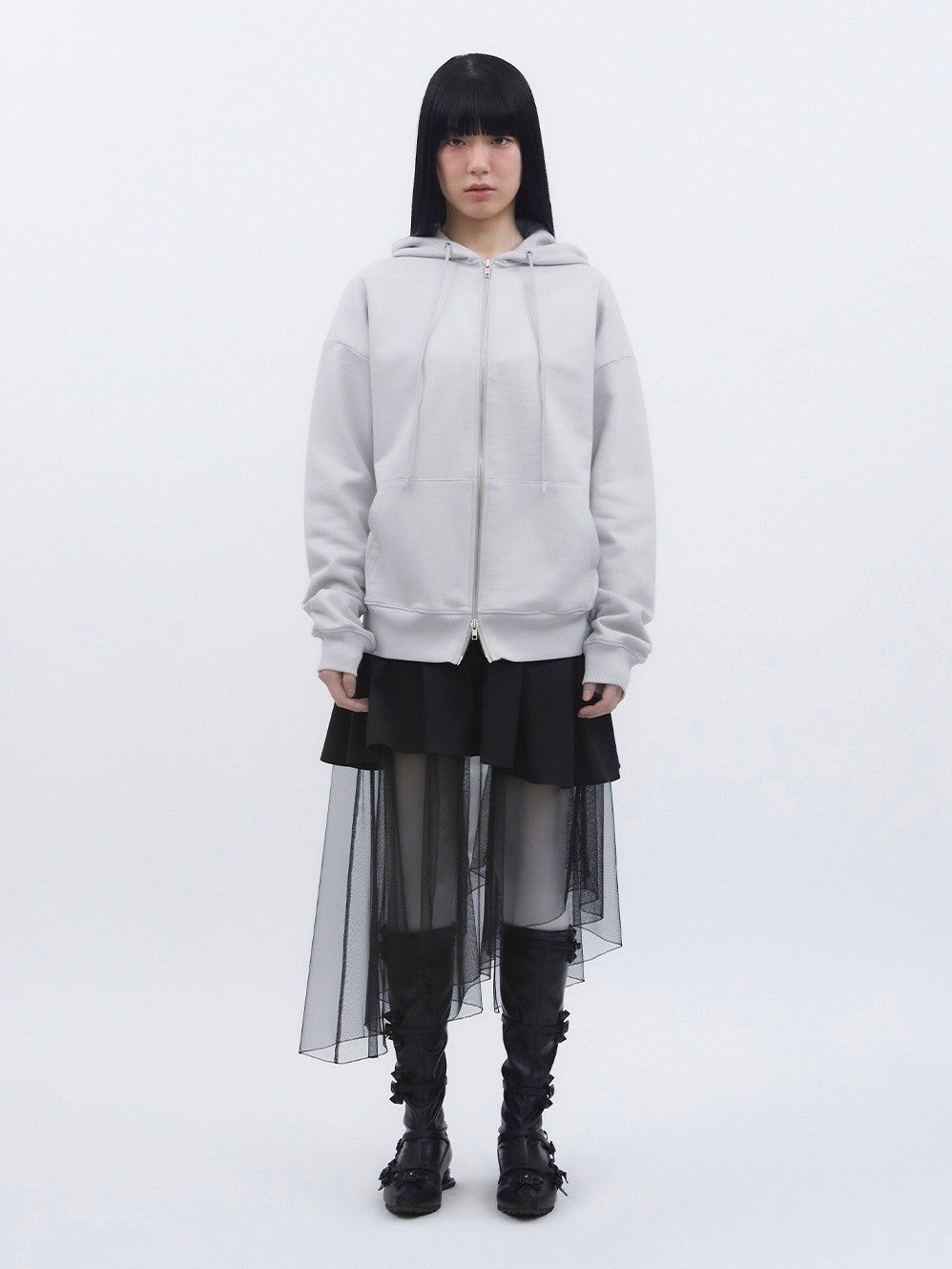 【TUOMIO】LACE UP HOOD ZIP-UP