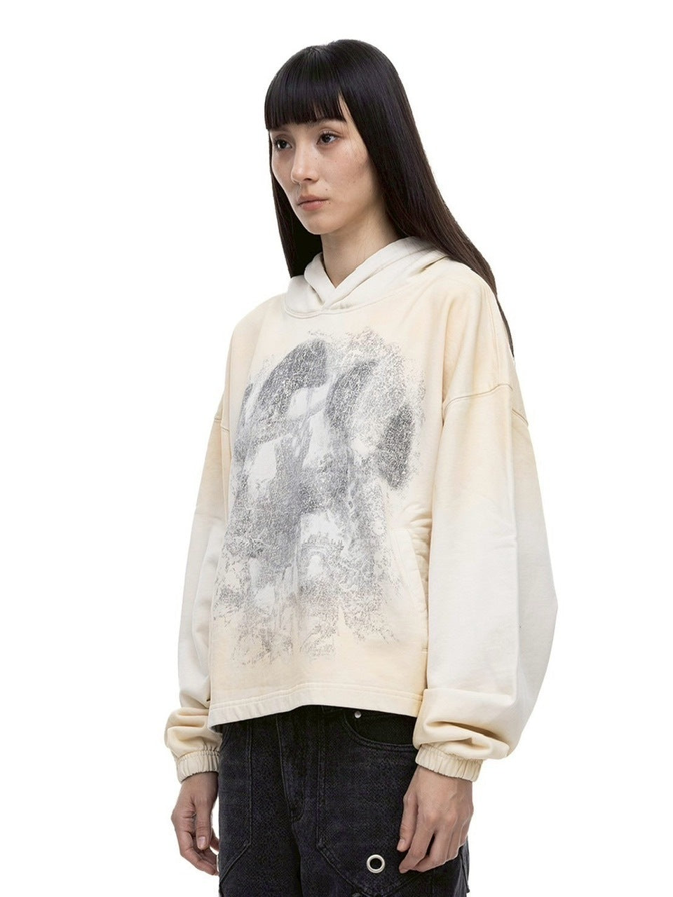 【The Boy Has No Patience】NIGHT OF THE BLOOD MOON WASHED DISTRESSED GRAPHIC HOODIE