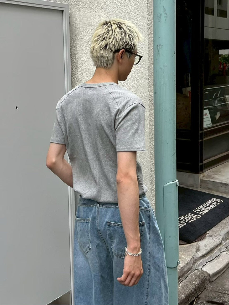 【Chikashitsu +】henry neck half sleeve tee (3color) / 【チカシツプラス】ヘンリーネック半袖Tシャツ