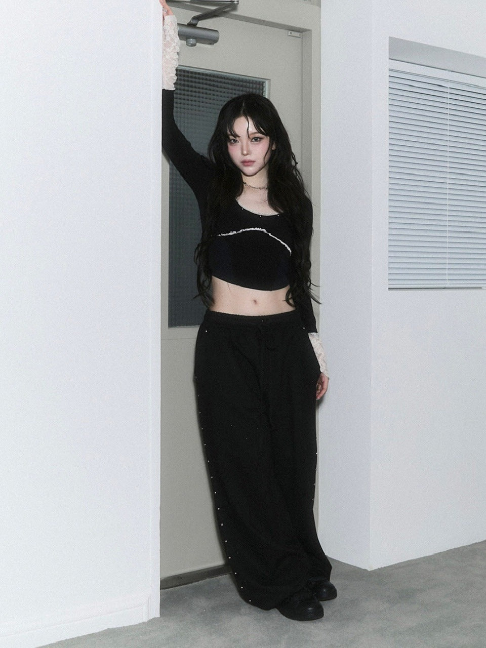 【CHERRYQUIRI】corset stud long sleeve