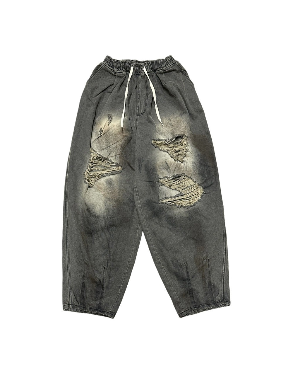 受注制【Never mind the XU】balloon damage denim pants