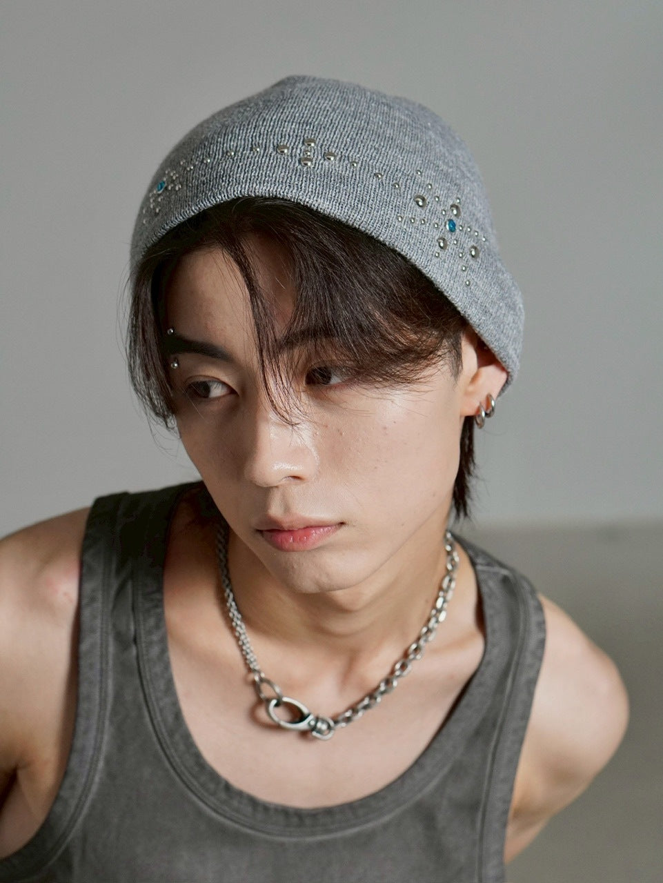 受注制【Chikashitsu +】mulch studs beanie (3color) / 【チカシツプラス】マルチスタッズニット帽子