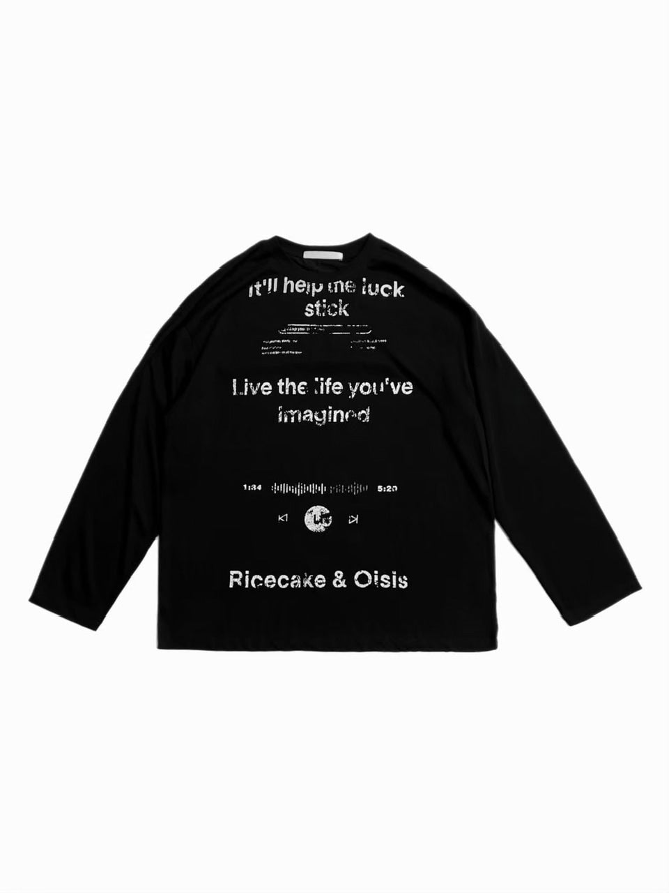 【Chikashitsu +】croque lettering long sleeve / 【チカシツプラス】モックネックレタリング長袖Tシャツ(2color)