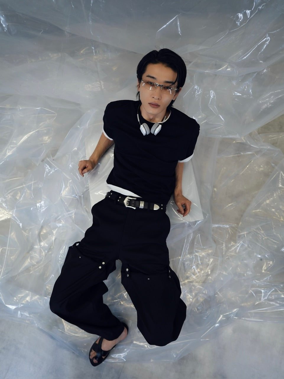 【CS】FLOW FIT DRAPE SLACKS(BLACK)