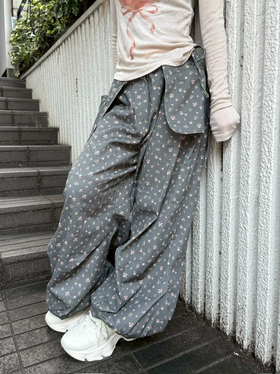 受注制【nmtc +】flower wide layered pants (3color)