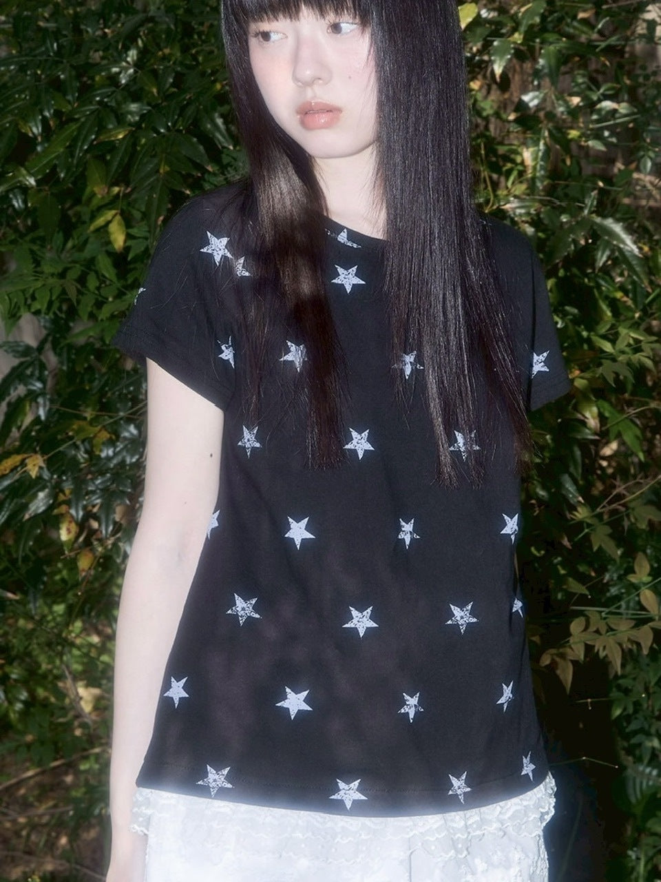 【FANCY CLUB】Lace Star Layered Tee / 【ファンシークラブ】レーススターレイヤード半袖Tシャツ