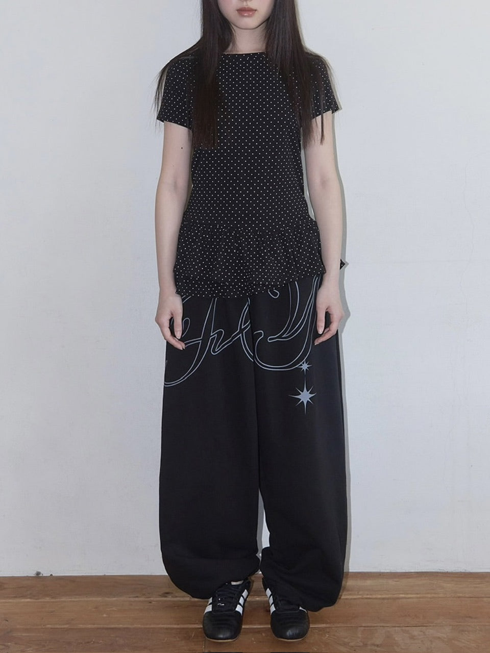 【FANCY CLUB】Frill Layered Dot Tee / フリルレイヤードドット半袖Tシャツ