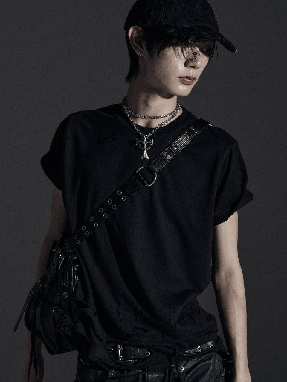 【Rosen Kreuz】BOXY FIT LAYERED DAMAGE TEE