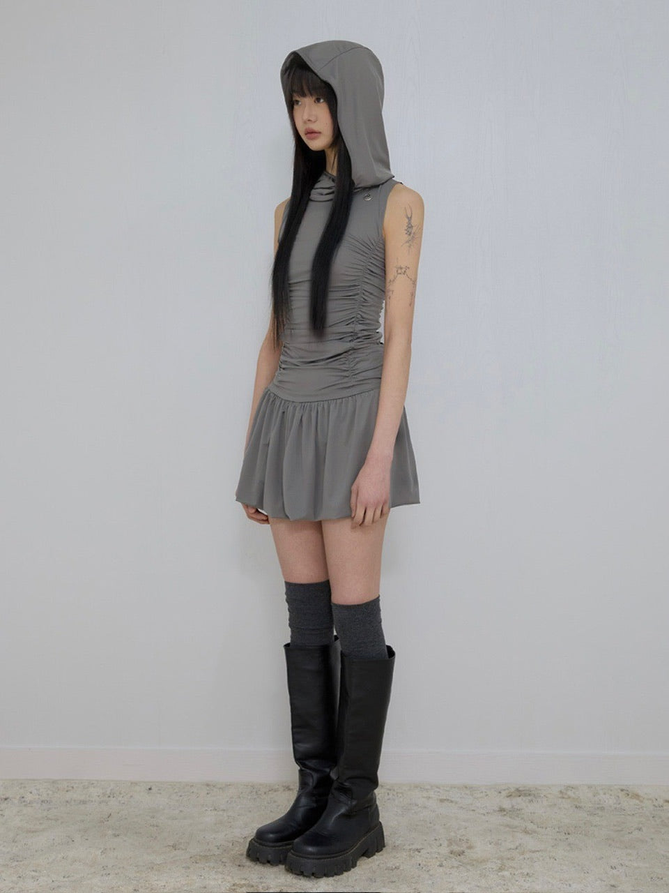 【FLAREUP】Hooded High Neck Dress