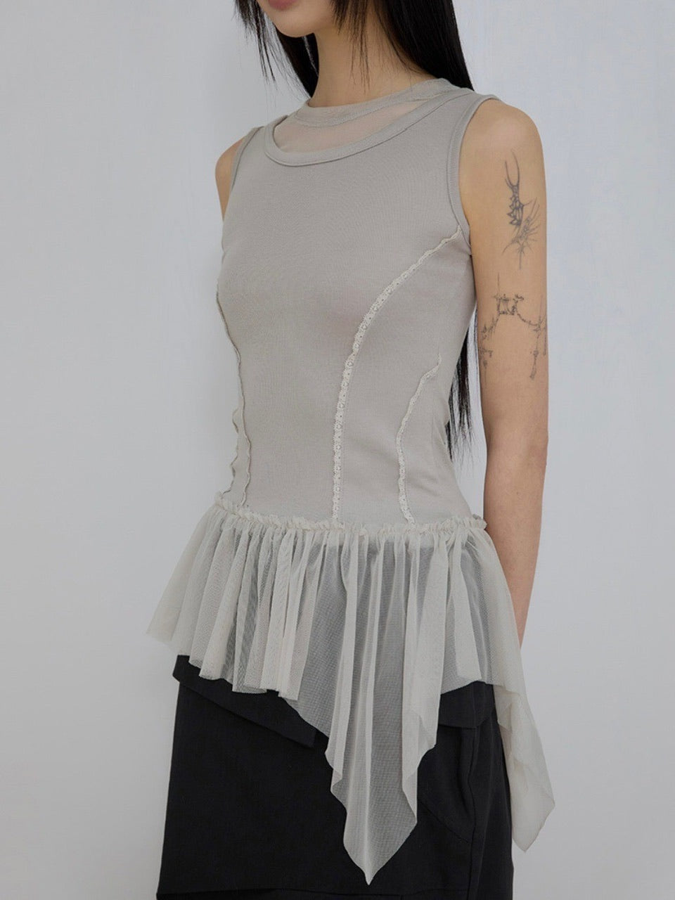 【FLAREUP】Layered Lace Frill Sleeveless