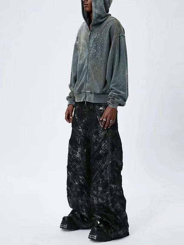 【DND4DES】COATED FAUX LEATHER BIKER BAGGY PANTS