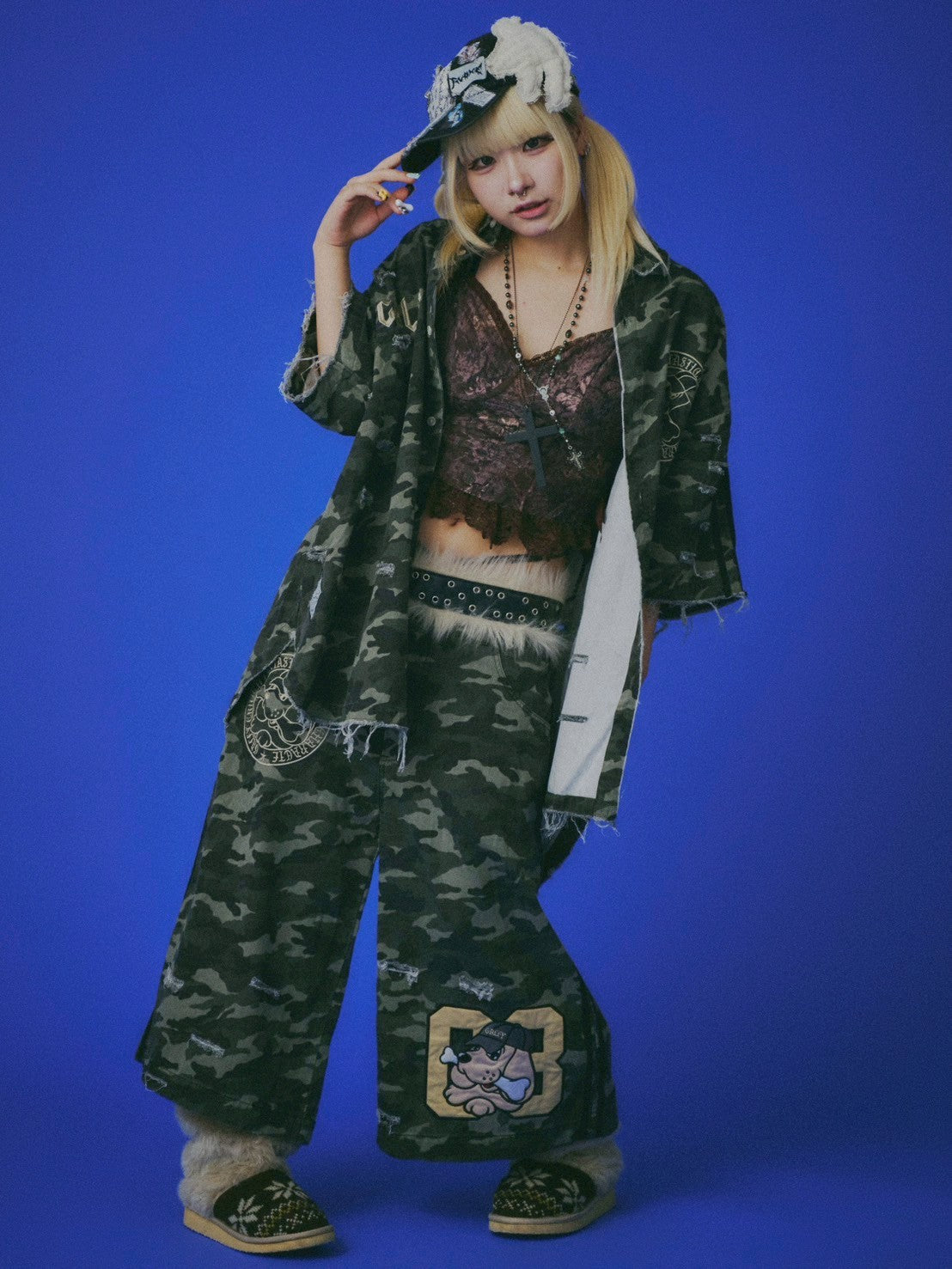 【GALFY】カモフラかも？ボロボロシャツ