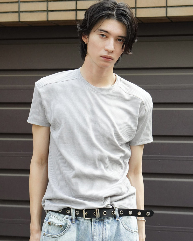 東京店WEB限定受注制【Chikashitsu +】cropped rib knit tee (3color)