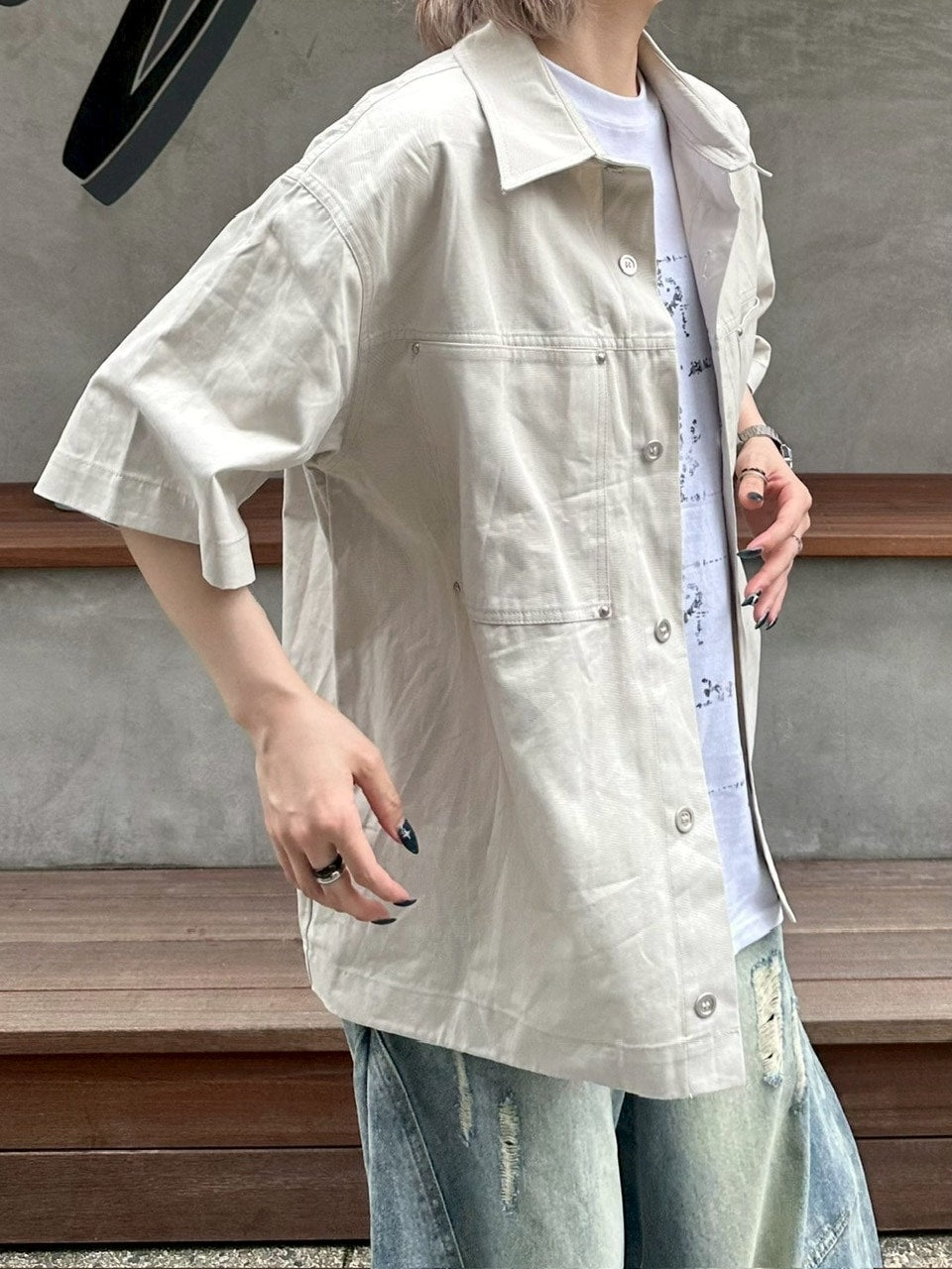 受注制【youll】rib cotton shirt jacket (2color)