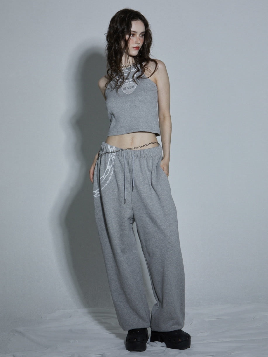 【GATELESS】CHAIN PRINT AMERICAN SLEEVE CROPPED TANK TOP / 【ゲートレス】チェーンプリントアメリカンスリーブクロップドタンクトップ