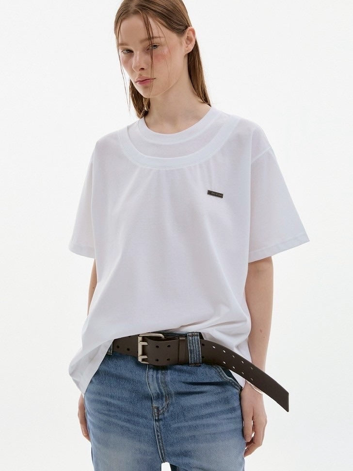 【ESC STUDIO】double neck t-shirt / 【イーエスシーステュディオ】ダブルネック半袖Tシャツ