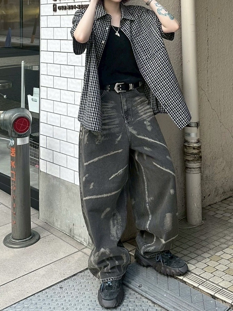 【Chikashitsu +】full painting wide denim pants / 【チカシツプラス】 フルペインティングワイドデニム