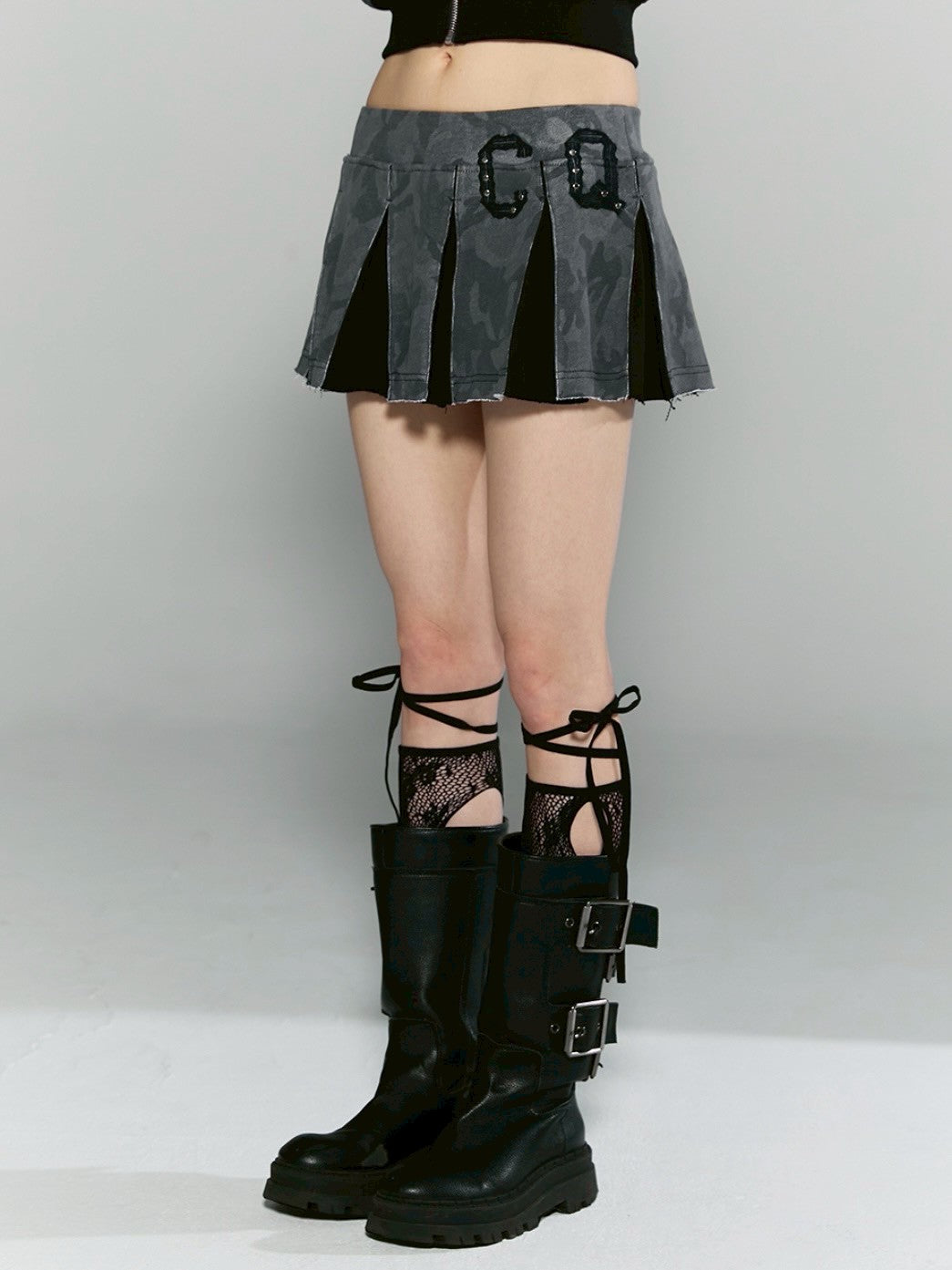 【CHERRYQUIRI】CQ lace stud pleats sk