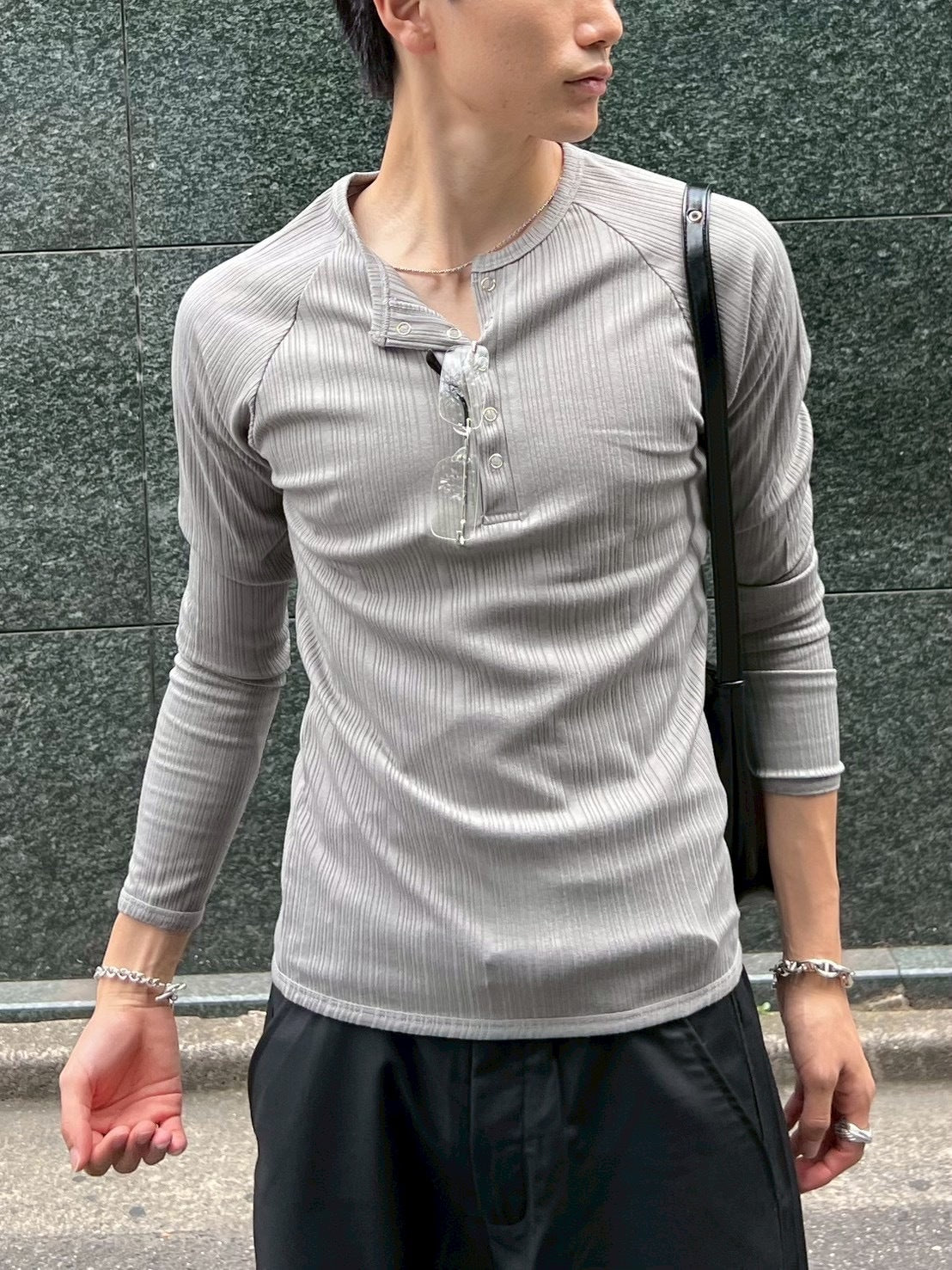 東京店WEB限定受注制【Chikashitsu +】snap rib henley neck tee / 【チカシツプラス】スナップリブヘンリーネックTシャツ (4color)