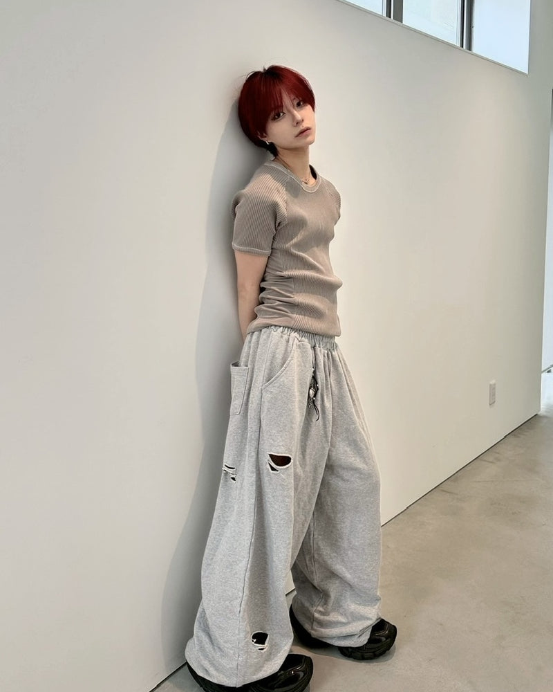 受注制【LUV CODE】mesh pigment rib tee (2color)