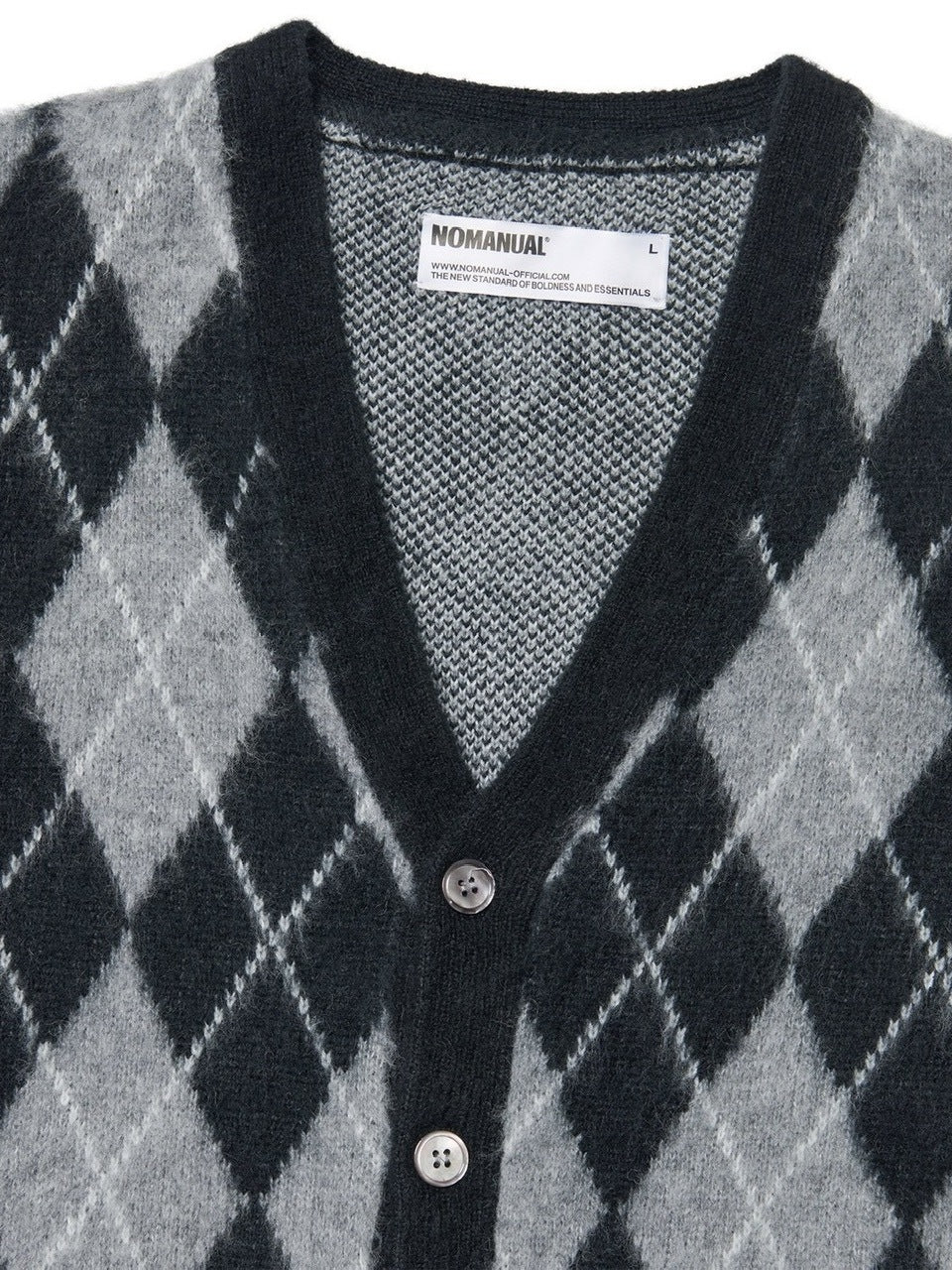 【NOMANUAL】ARGYLE HAIRY CARDIGAN