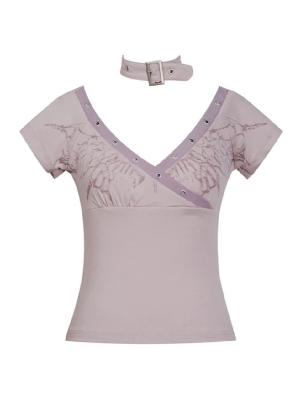 【Cest Nous】Butterfly Top / 【セヌー】チョーカーセットバタフライ半袖Tシャツ