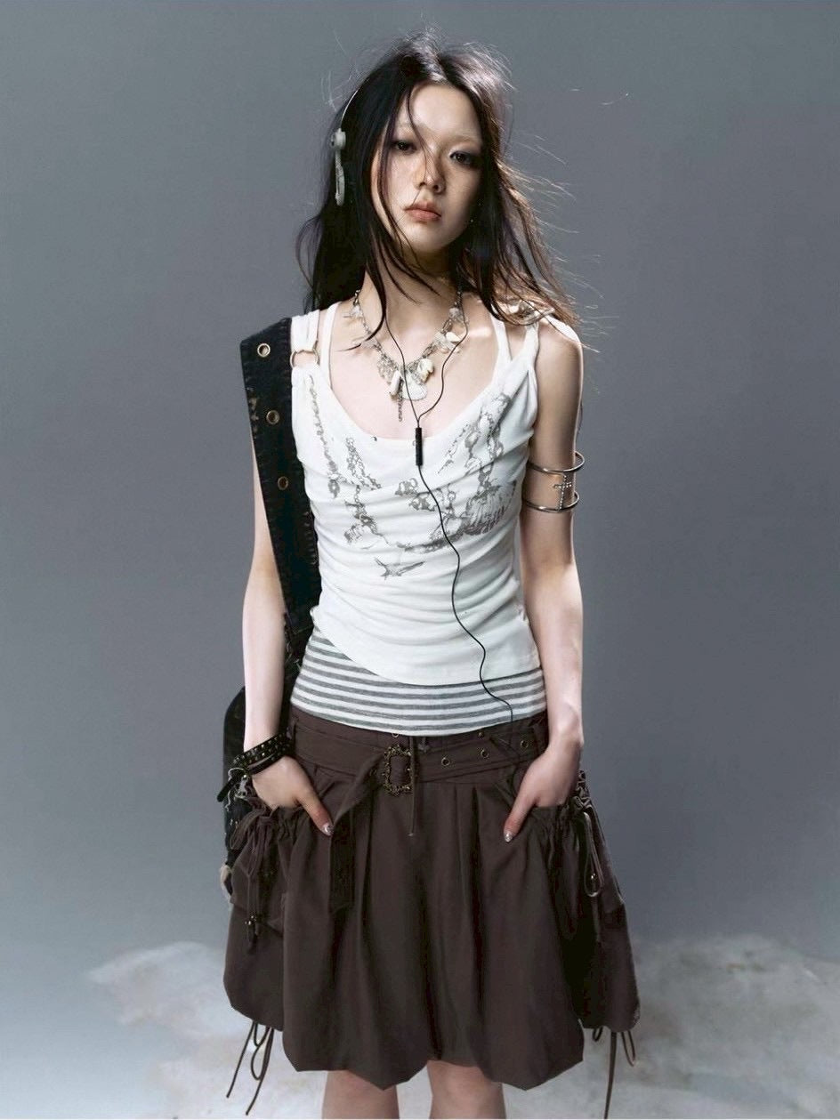 【Cest Nous】Petal Skirt / 【セヌー】ベルトポケットバルーンスカート