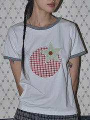 【FANCY CLUB】TOMATO PATCH RINGER TEE / 【ファンシークラブ】トマトパッチリンガー半袖Tシャツ