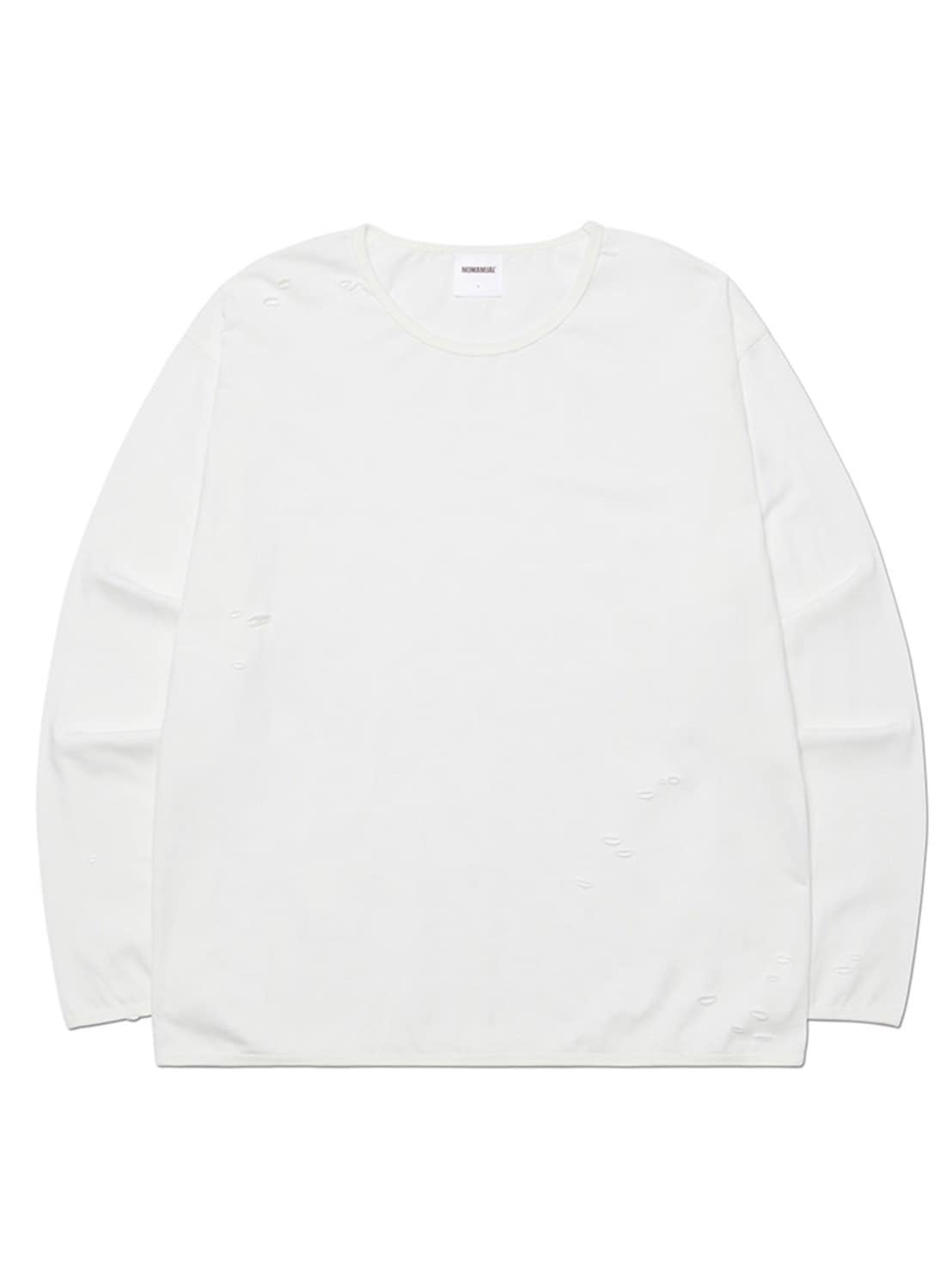 【NOMANUAL】DAMAGED LONG SLEEVE TEE