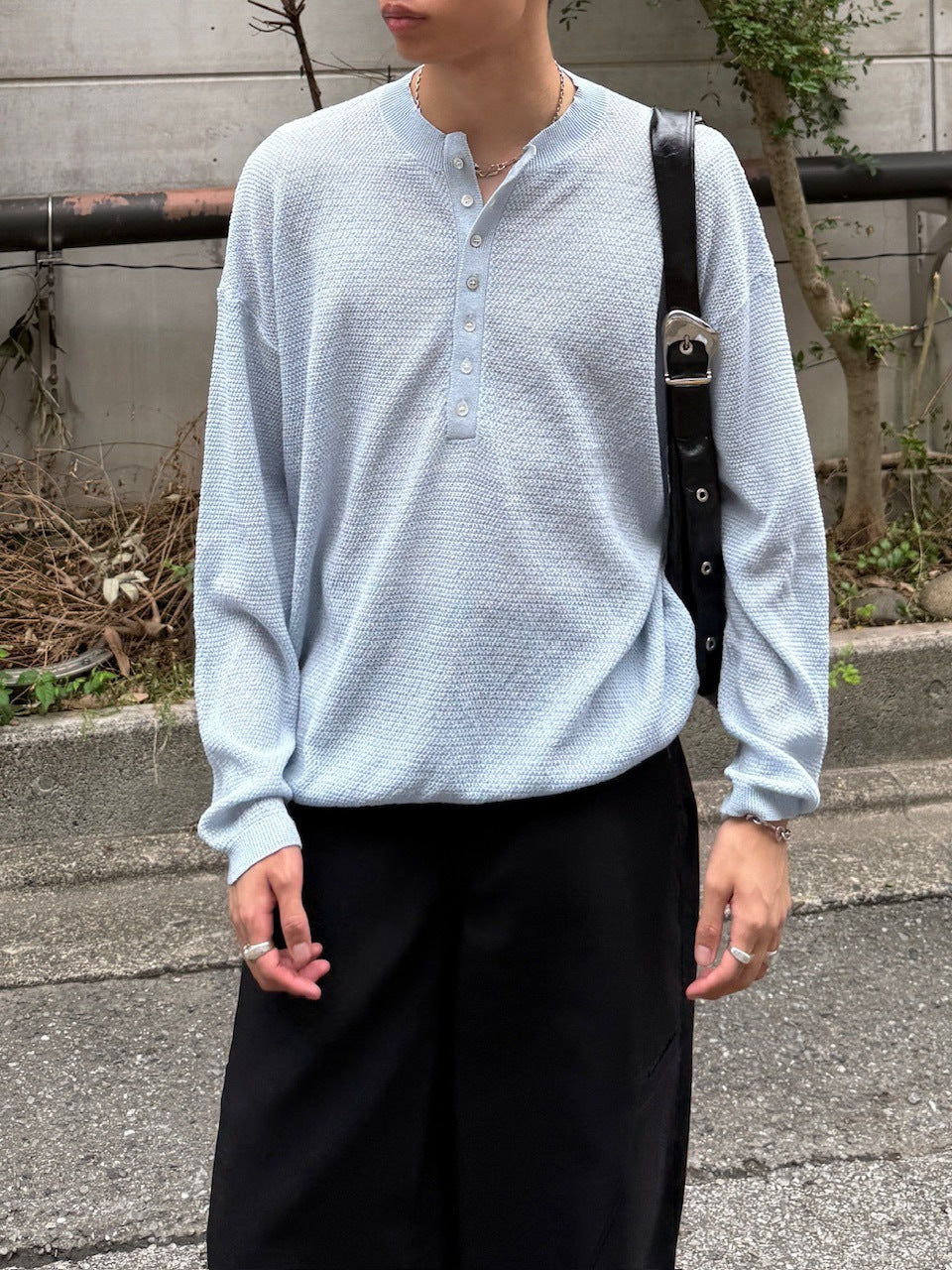 【Chikashitsu +】light touch henry neck knit / 【チカシツプラス】ライトタッチへンリーネックニット (3color)