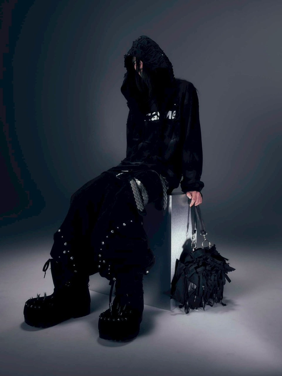 【DIG YOUR OWN GRAVE】WISH VOID L/S T-SHIRTS /【ディグユアオウングレイブ】ダメージレイヤードロゴ長袖Tシャツ