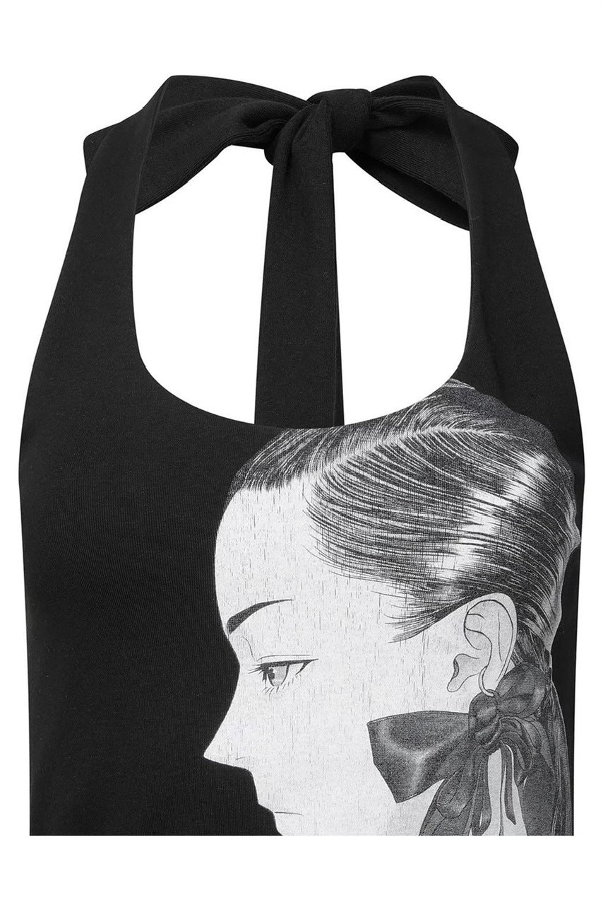 【NACHE】DRAWING HALTER SLEEVELESS