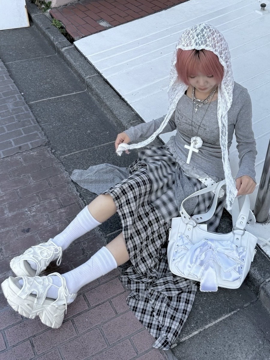 【nmtc +】ribbon shoulder long sleeve / 【エヌエムティーシープラス】リボンショルダー長袖Tシャツ (3color)