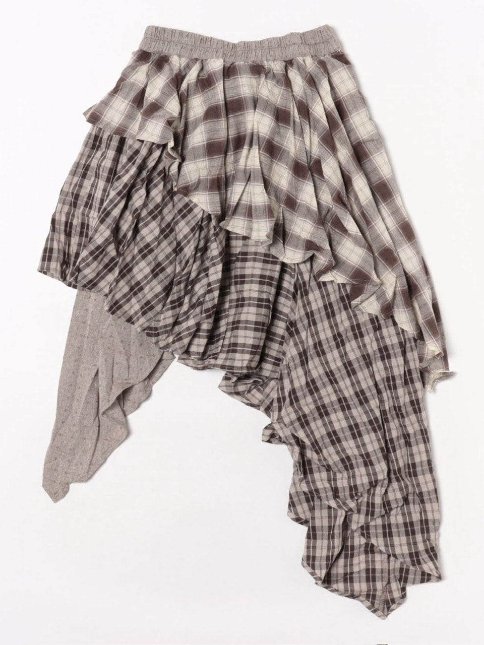 【Nerd out XU】asymmetry check skirt / 【ナードアウトエックスユー】アシンメトリーチェックスカート