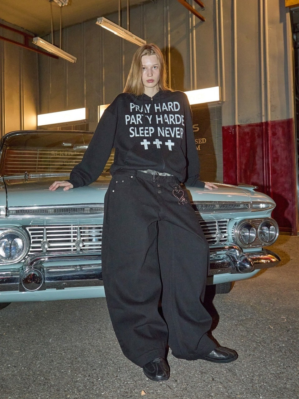 【OY】PRAY HARD HOODIE ZIP UP