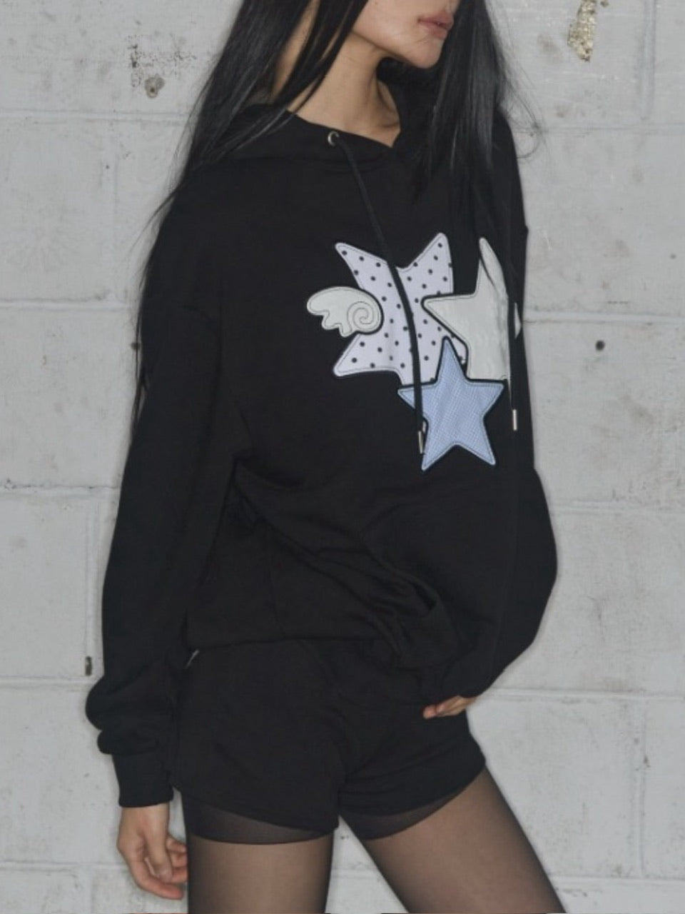 【FANCY CLUB】MIX STAR ANGEL PATCH HOODIE / 【ファンシークラブ】ミックススターエンジェルパッチパーカー