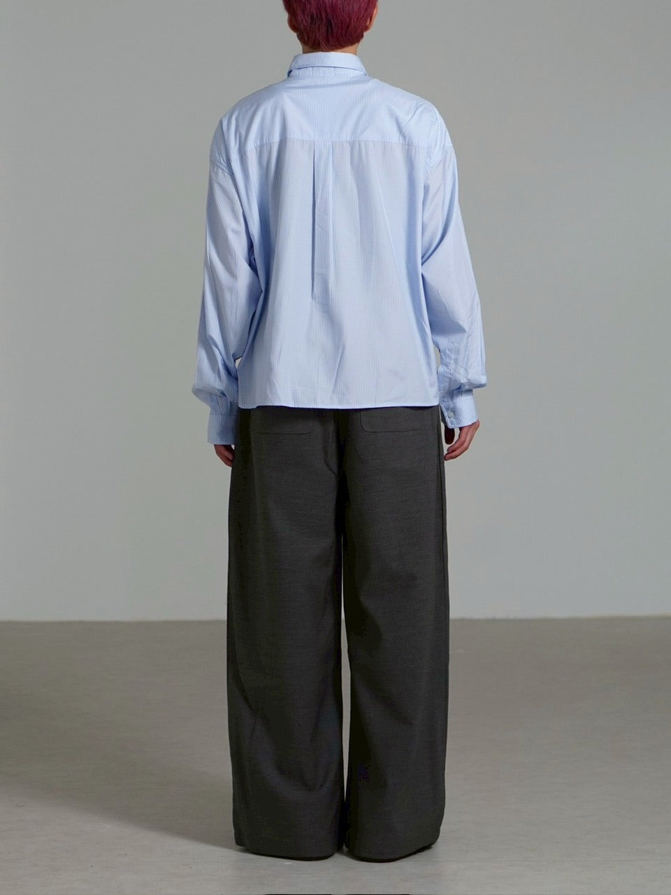 受注制【Chikashitsu +】cropped stripe shirt / 【チカシツプラス】クロップドストライプ長袖シャツ (3color)