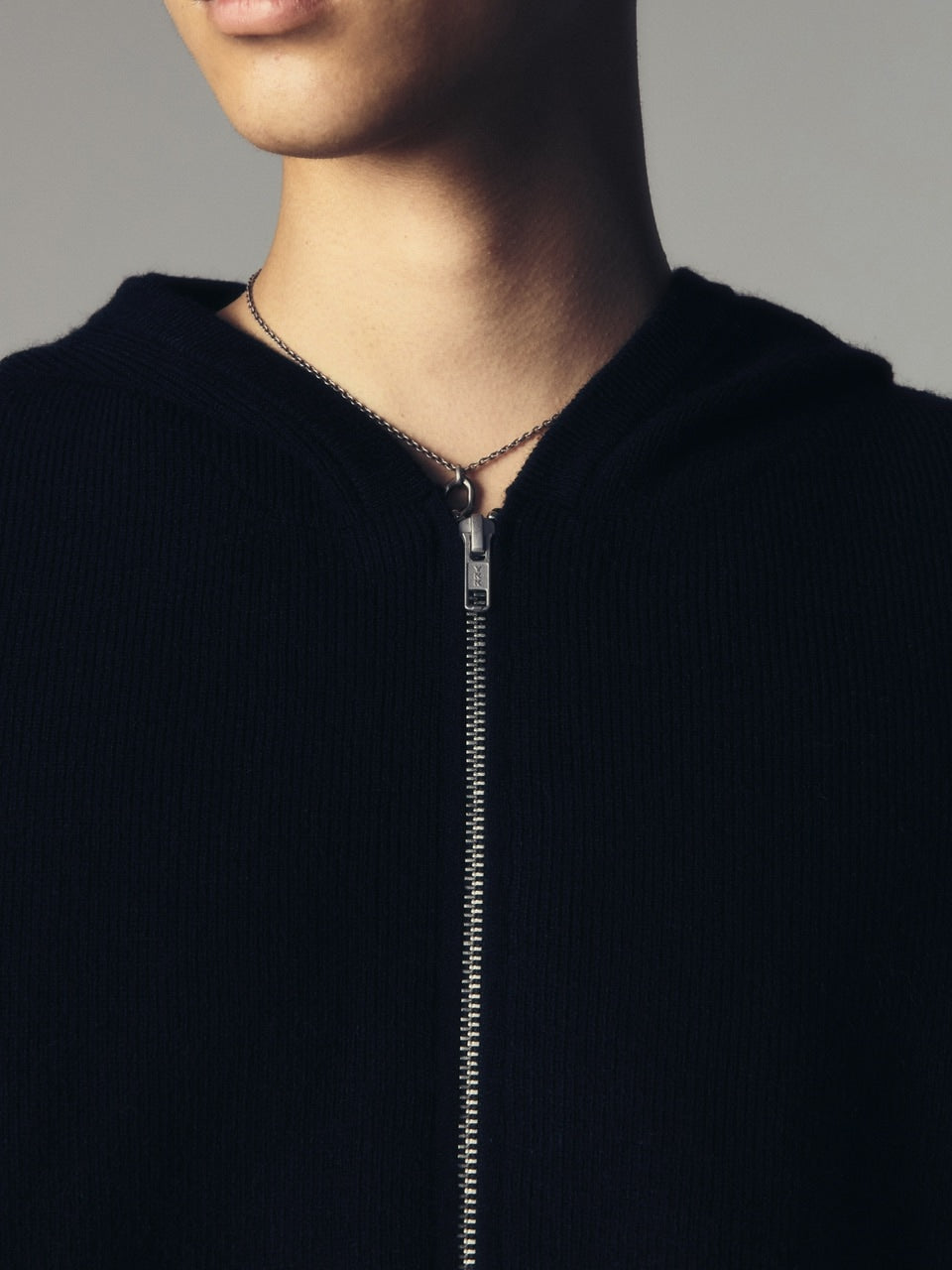 【CS】layered knit zip hoodie (black) / 【シーエス】レイヤードニットジップフーディー