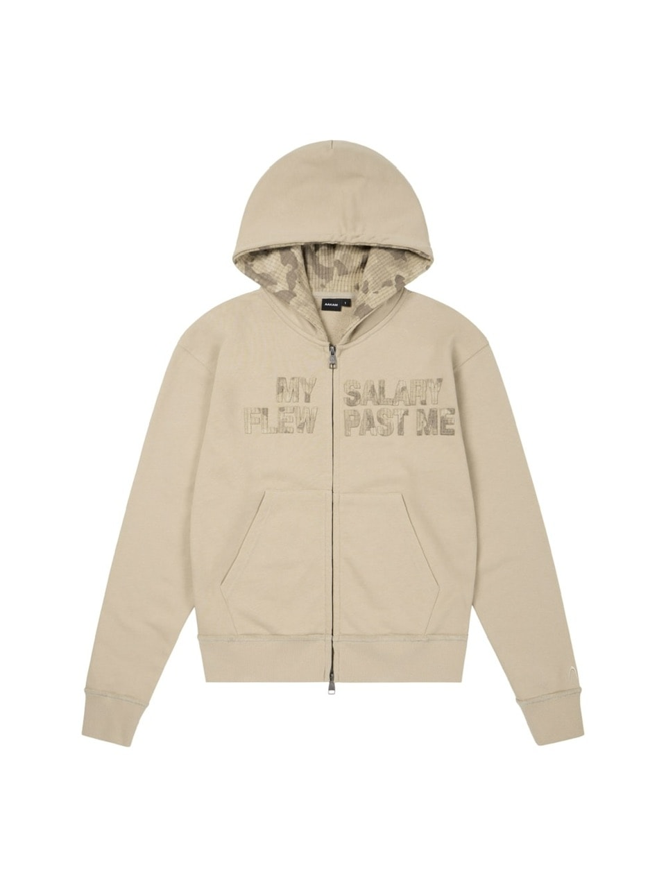 【AAKAM】Contrast Patch Zip-Up Hoodie