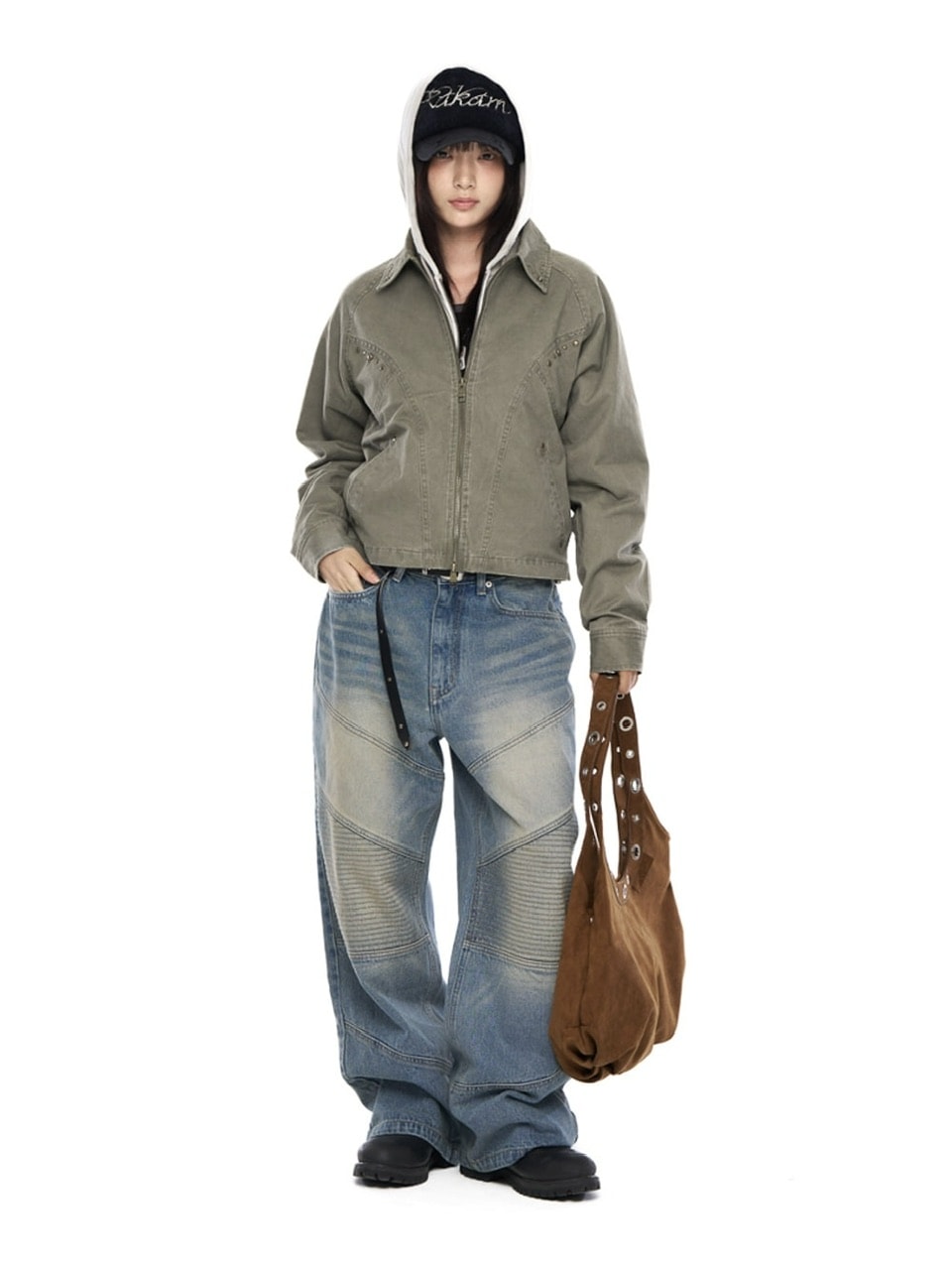 【AAKAM】Incision Studded Cotton Jacket